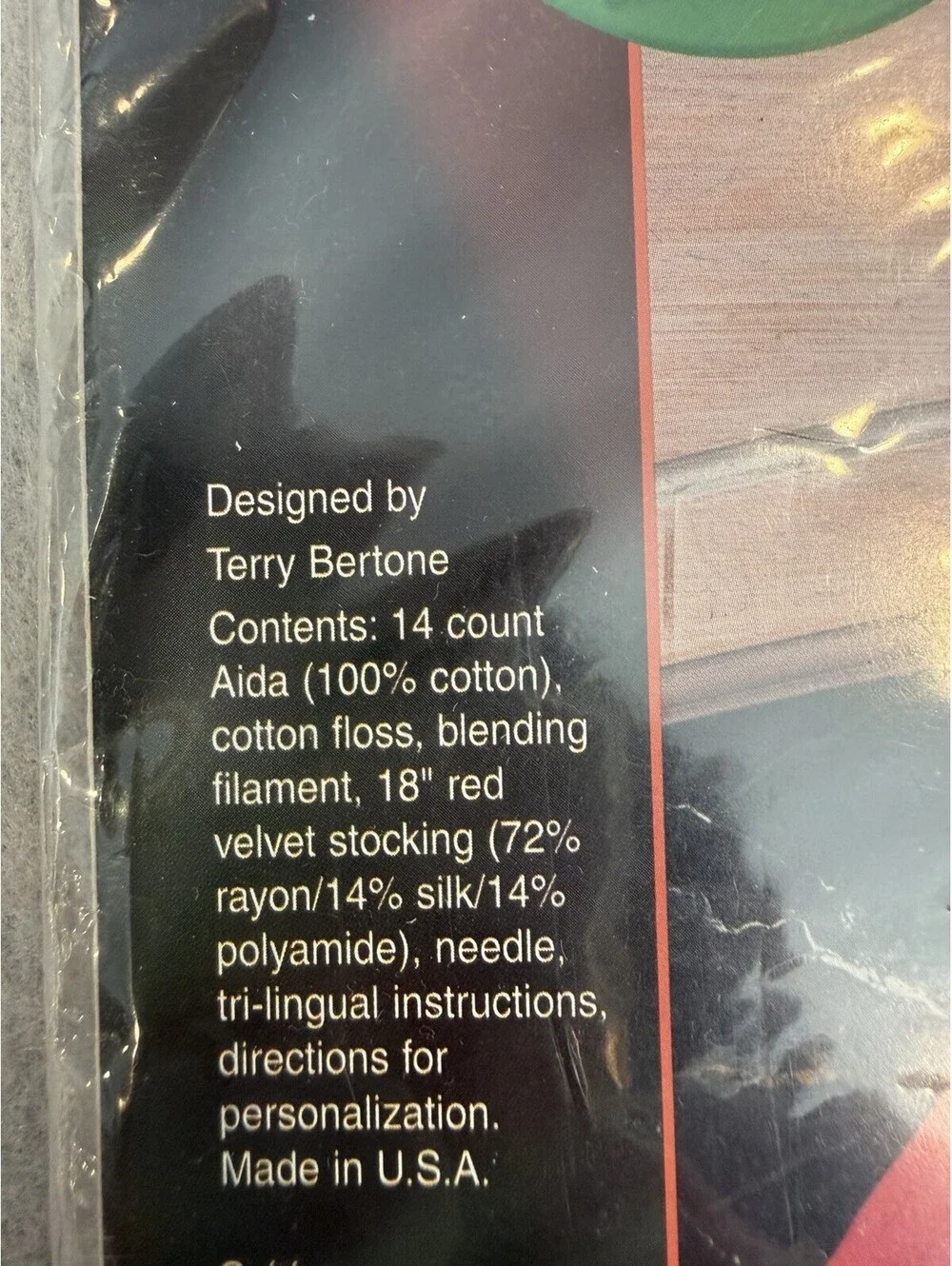 Vtg Bucilla Counted Cross Stitch Christmas Velvet Stocking Kit New Sealed